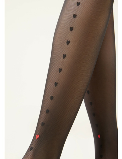 Collant transparent avec ligne à cœurs