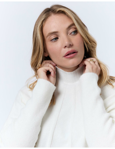 Pull fin en mélange laine uni ECRU Femme