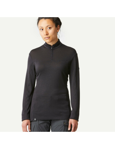 T-shirt mérinos manches longues col zip - MT500 - Femme