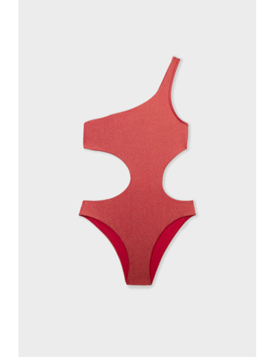 Maillot de bain 1 pièce découpe côte irisé