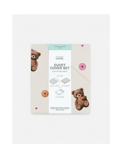 Parure de lit king size à oursons avec drap-housse