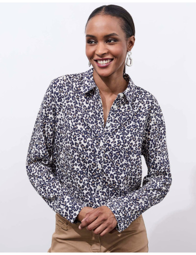 Chemisier manches longues imprimé MARINE Femme