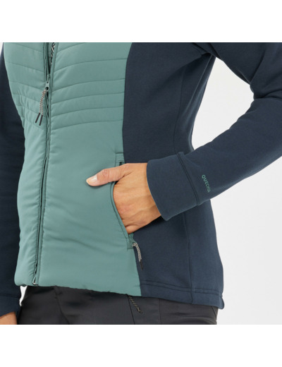 Sweat à capuche de randonnée femme, NH500 Hybrid bleu