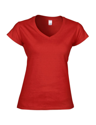 Tshirt À Manches Courtes Et Col En V Femme (Rouge)