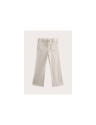 Pantalon beige évasé en toile