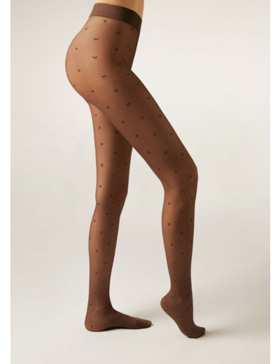 Collant Transparent 30 Deniers Petits Cœurs