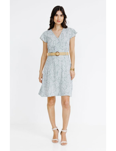 Robe cache-coeur avec ceinture rafia