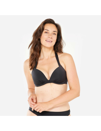 Haut de maillot de bain femme push up avec coques fixes ELENA NOIR