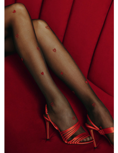 Collant voile à petits cœurs