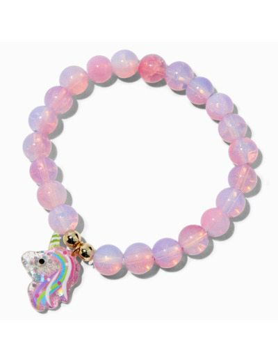 Bracelet élastique perlé licorne à paillettes