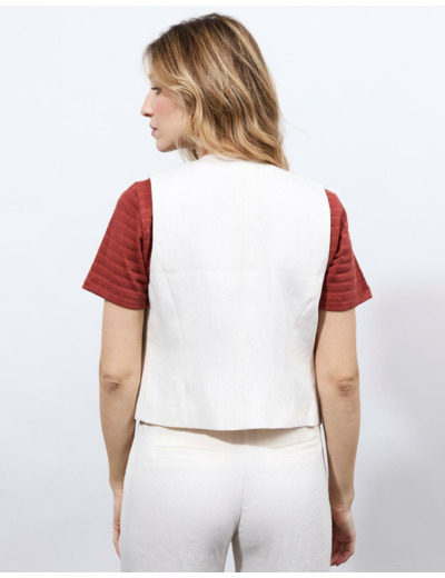 Gilet court uni BLANC Femme