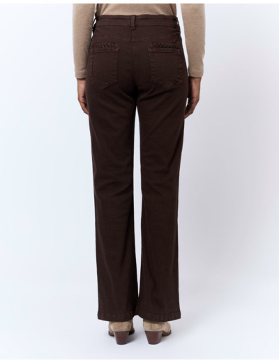 Pantalon long flare uni MARRON Femme