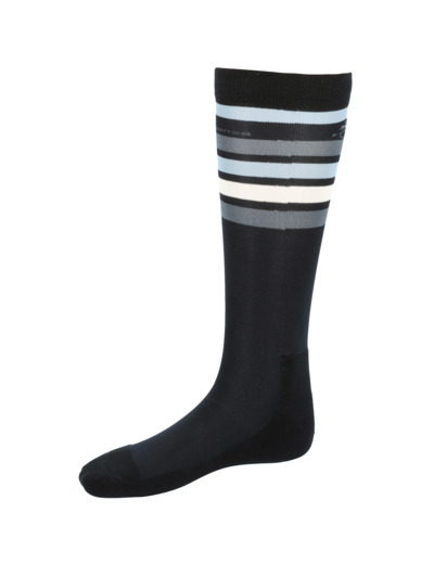 Chaussettes équitation adulte 100 noir rayures blanches et grises