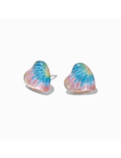 Clous d'oreilles cœur tie-dye