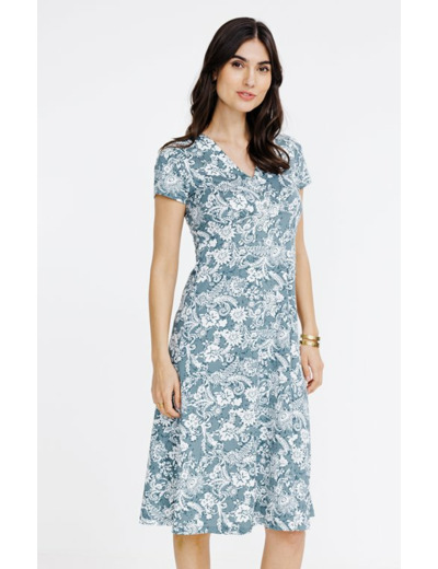 Robe midi en maille imprimée