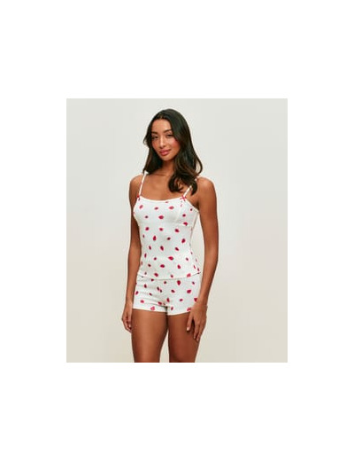 Débardeur en pointelle à motifs fraises