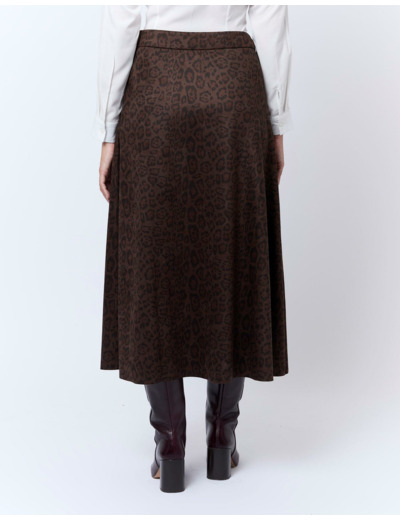 Jupe longue imprimé léopard MARRON