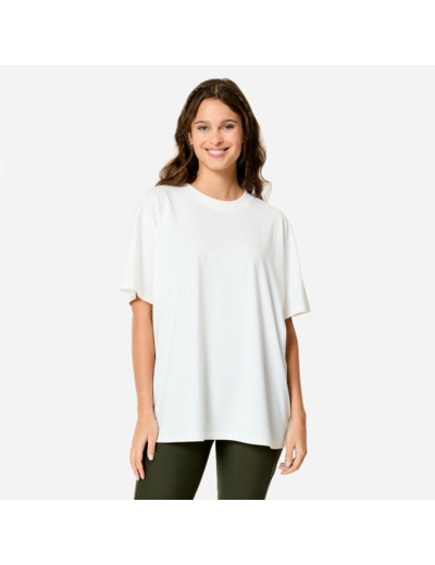 T-shirt oversize, col rond femme - écru