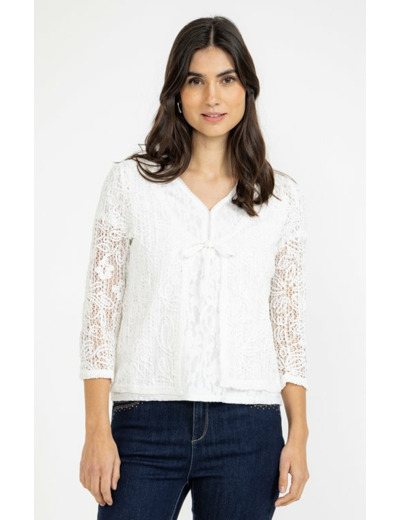 Cardigan uni manches 3/4