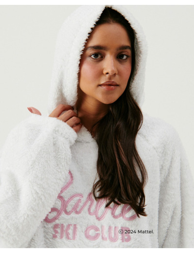Pull plaid en polaire Barbie