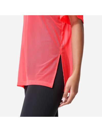 T-shirt de fitness résille et loose femme, rose