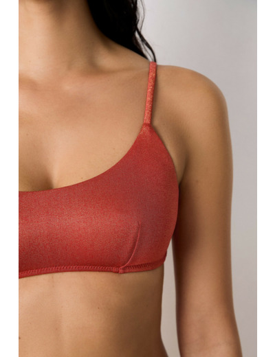 Brassière haut de maillot à nouer pailleté