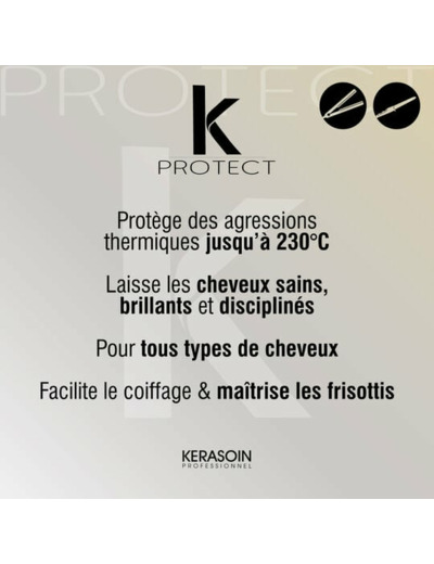 Thermo-protecteur à la kératine pour fer à lisser ou boucler K Protect