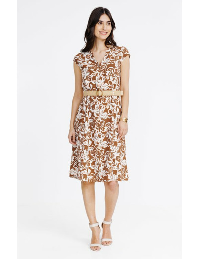 Robe chemise avec ceinture rafia