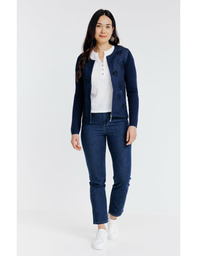 Cardigan bi-matière