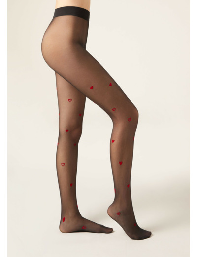 Collant voile à petits cœurs