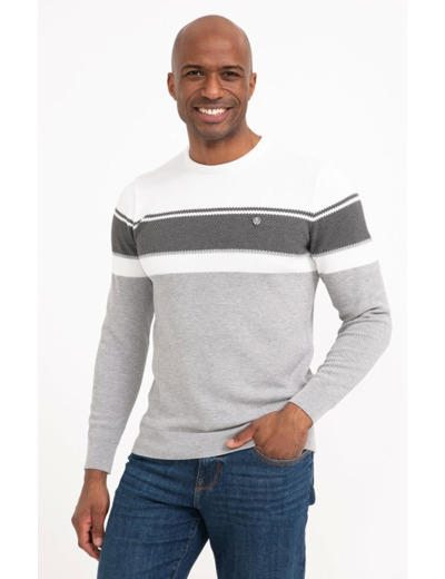 Pull col rond rayé Abeille