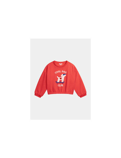 Sweat rouge animation chien pour fille