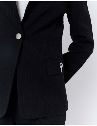 Veste longue rayée NOIR Femme