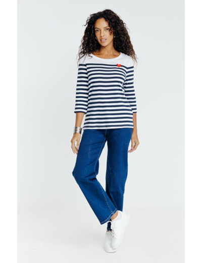 Tee-shirt rayé manches 3/4