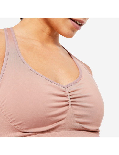 Brassière bretelles croisées maintien léger Femme, Marron givré