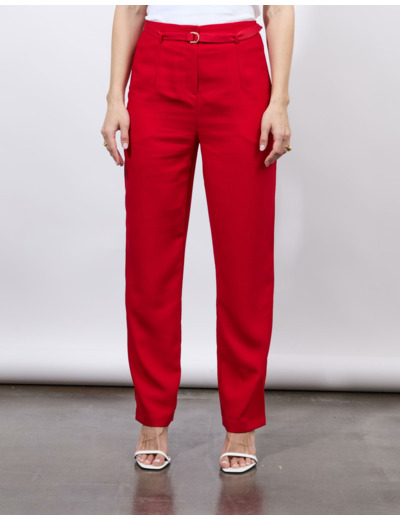 Pantalon 7/8 rond uni ROUGE Femme