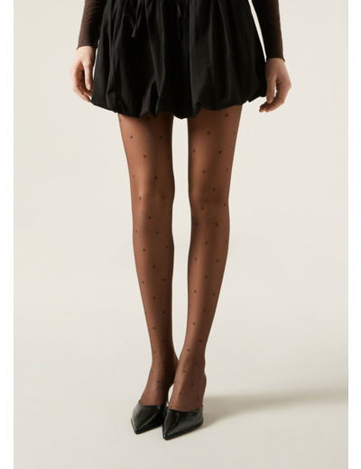 Collant Voile 30 Deniers à Motifs Pois