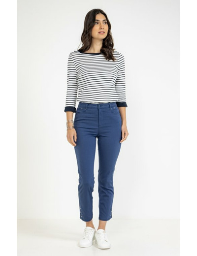 Pantacourt coton brodé et snap en bas