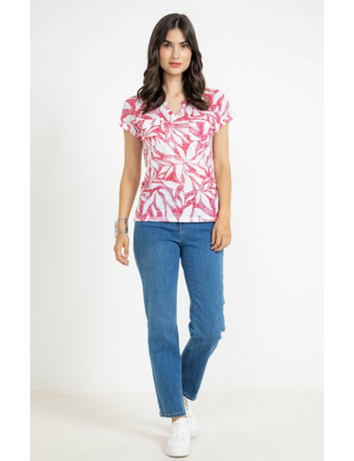 Tee-shirt imprimé col mao