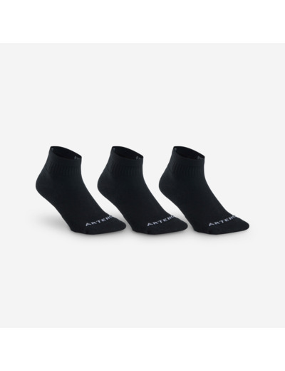 CHAUSSETTES DE TENNIS MI-HAUTES RS 100 NOIR LOT DE 3
