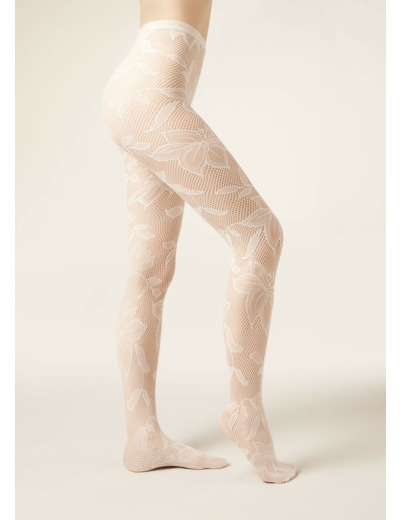 Collant en dentelle à grosses fleurs