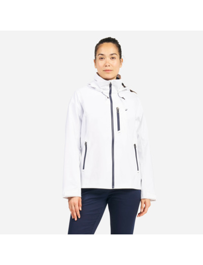Veste imperméable coupe-vent de voile femme sailing 500 blanche
