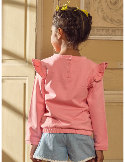 Sweat rose à volants