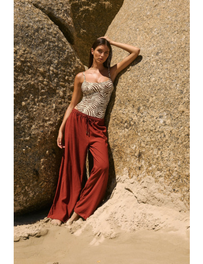 Pantalon fluide élastiqué,Pantalon fluide élastiqué;${refinementColor}