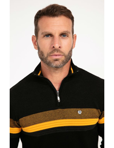 Pull Col Montant Rayé