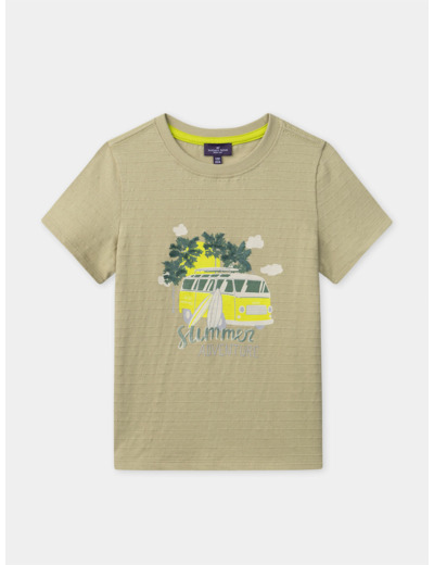 T-shirt vert amande à manches courtes Garçon