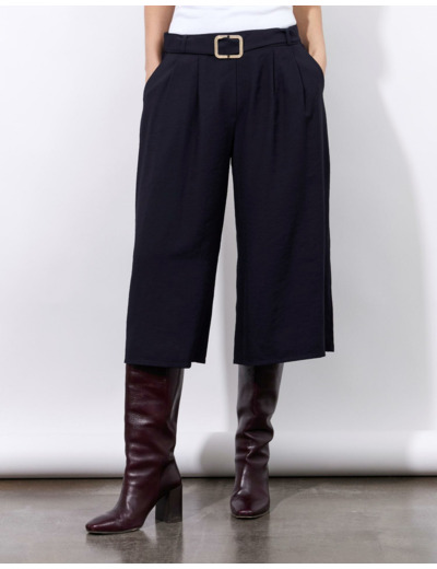 Pantalon mi-long Jupe-culotte uni MARINE Femme