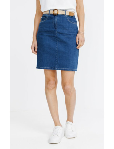 Jupe en denim genoux et ceinture