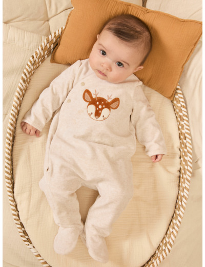 Dors-bien en velours beige chiné