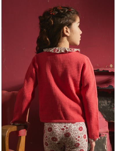 Cardigan à col fleuri
